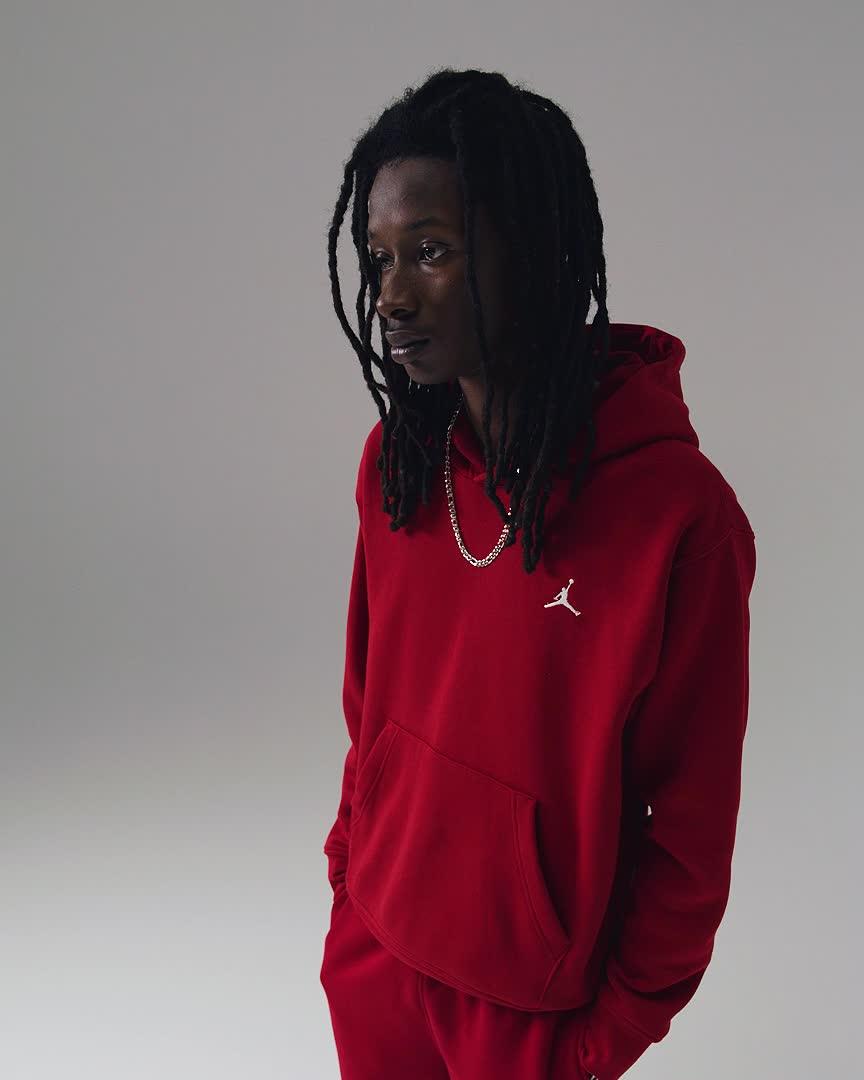 Jordan Mens Jordan Brooklyn Fleece Pullover - Mens Gym Red/White Product Image