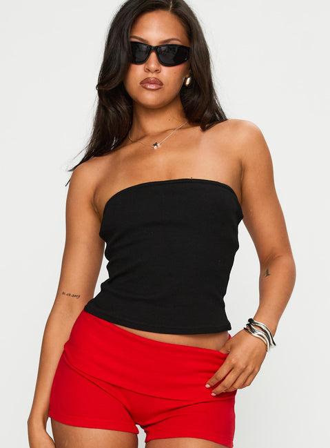 Baseline Strapless Rib Top Black Product Image