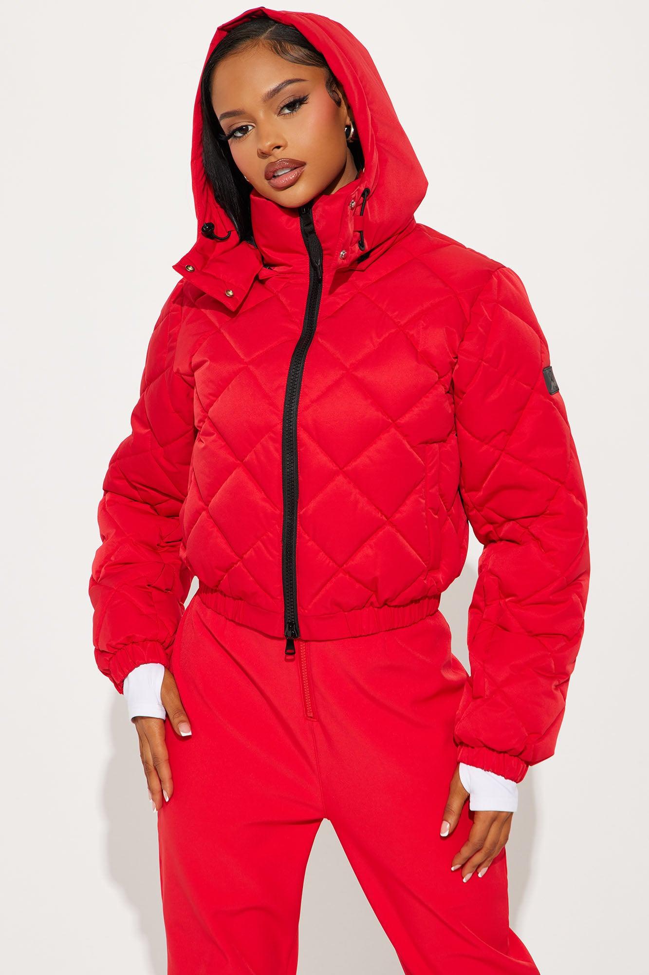 Snow Days Quilted Puffer Jacket - Red Product Image