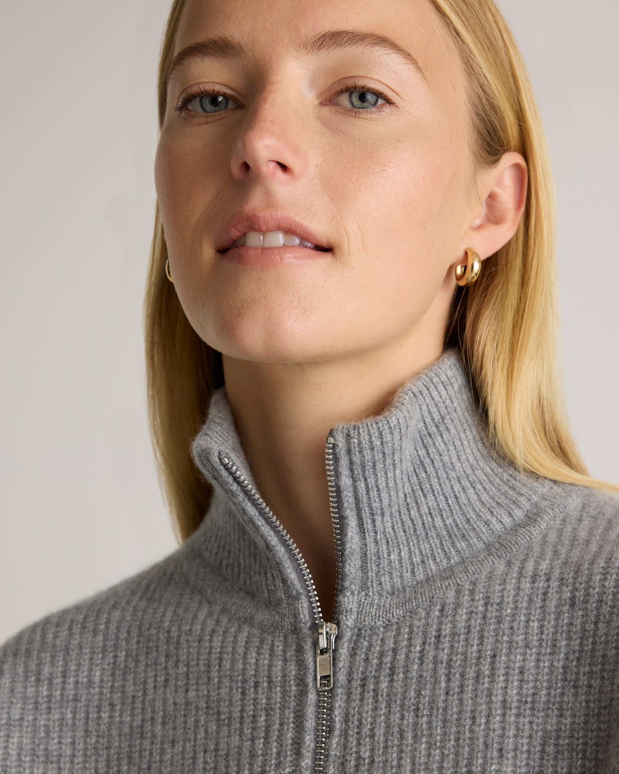 Quince | Women's Mongolian Cashmere Fisherman Quarter Zip Sweater Product Image