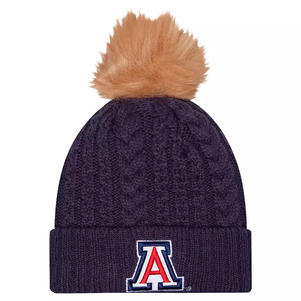 Women's New Era  Navy Arizona Wildcats Luxury��Cuffed Knit Hat with Pom, Blue Product Image