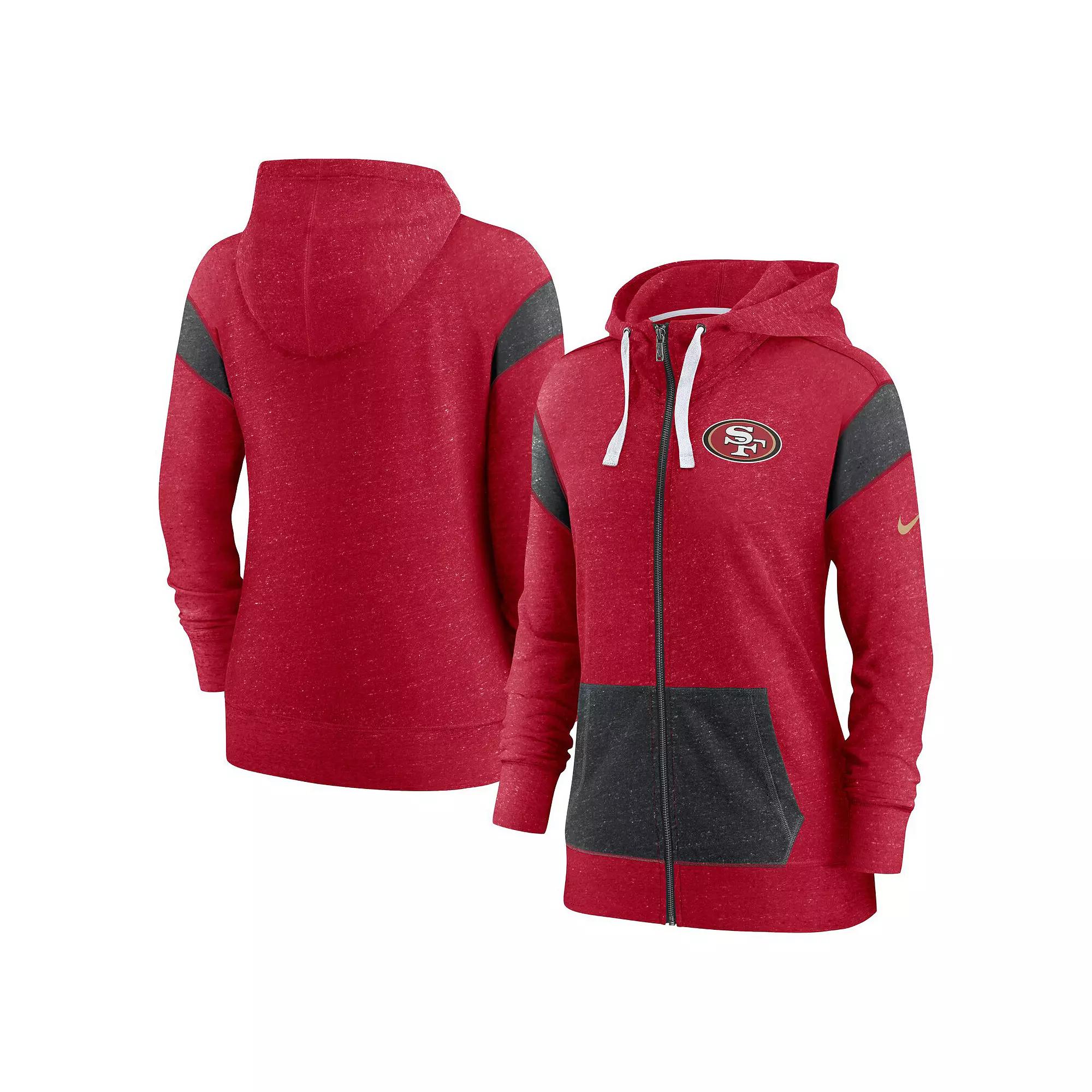 Women's Nike Scarlet/Heather Black San Francisco 49ers Monaco Lightweight Full-Zip Hoodie,  Product Image