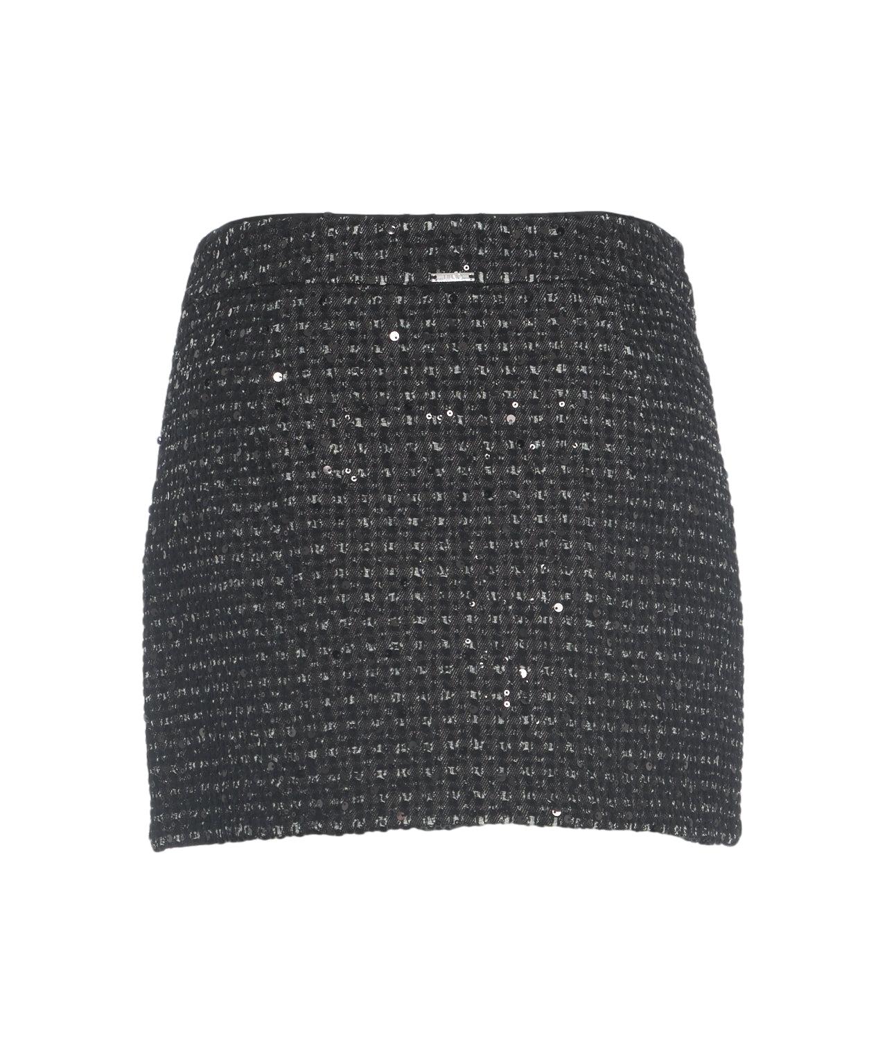Bouclé mini skirt with sequins Product Image