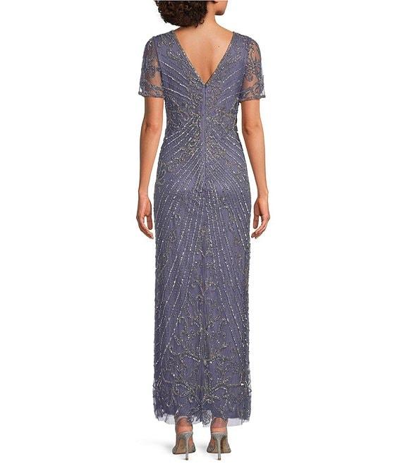 Pisarro Nights Petite Size Short Sleeve Beaded Gown Product Image