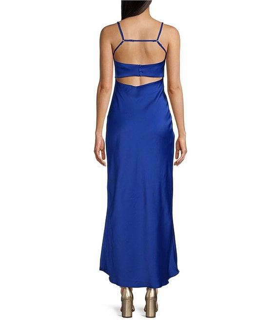 Allison & Kelly Satin Bar Back Long Dress Product Image