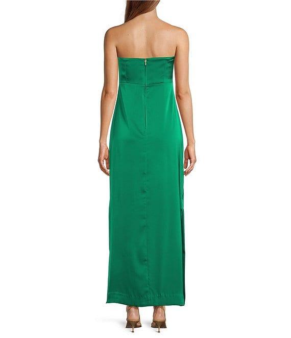 Lilly Pulitzer Carlynn Satin Bow Strapless Side Slit Maxi Dress Product Image