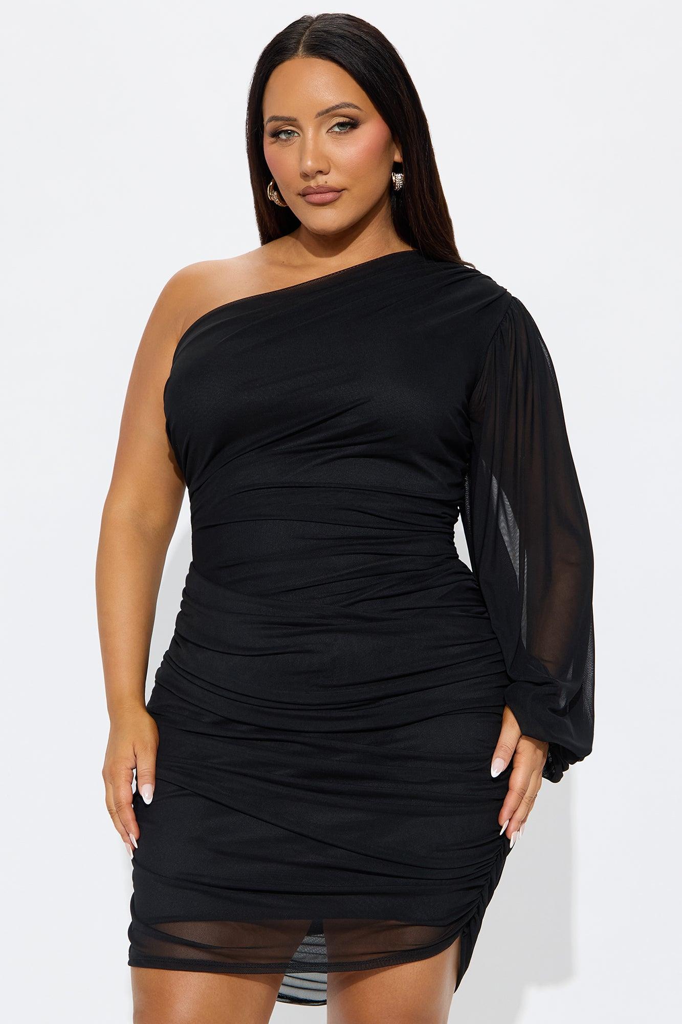 Ashley One Shoulder Mesh Mini Dress - Black Female Product Image