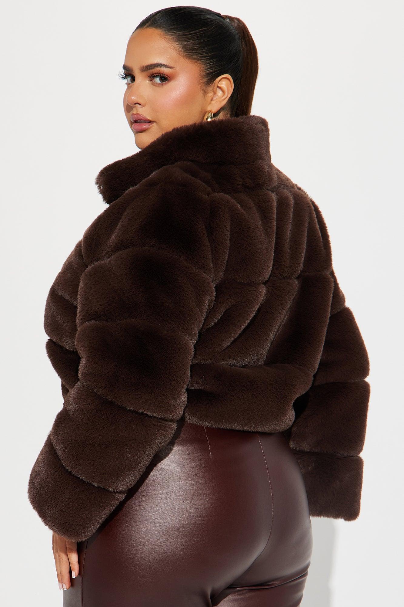 Ella Faux Fur Jacket - Brown Product Image