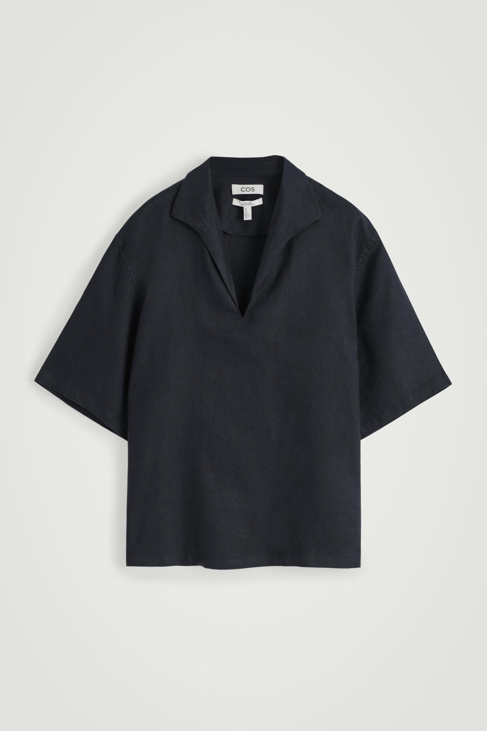 OPEN-COLLAR LINEN SHIRT Product Image