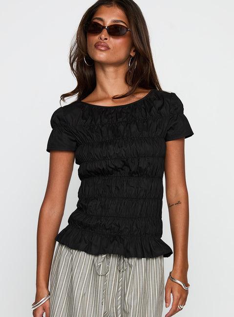 Spoiler Alert Ruched Top Black Product Image