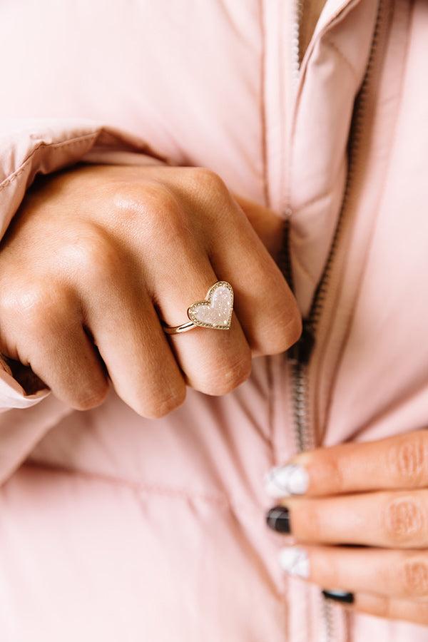 Kendra Scott Ari Heart Gold Band Ring in Iridescent Drusy Product Image