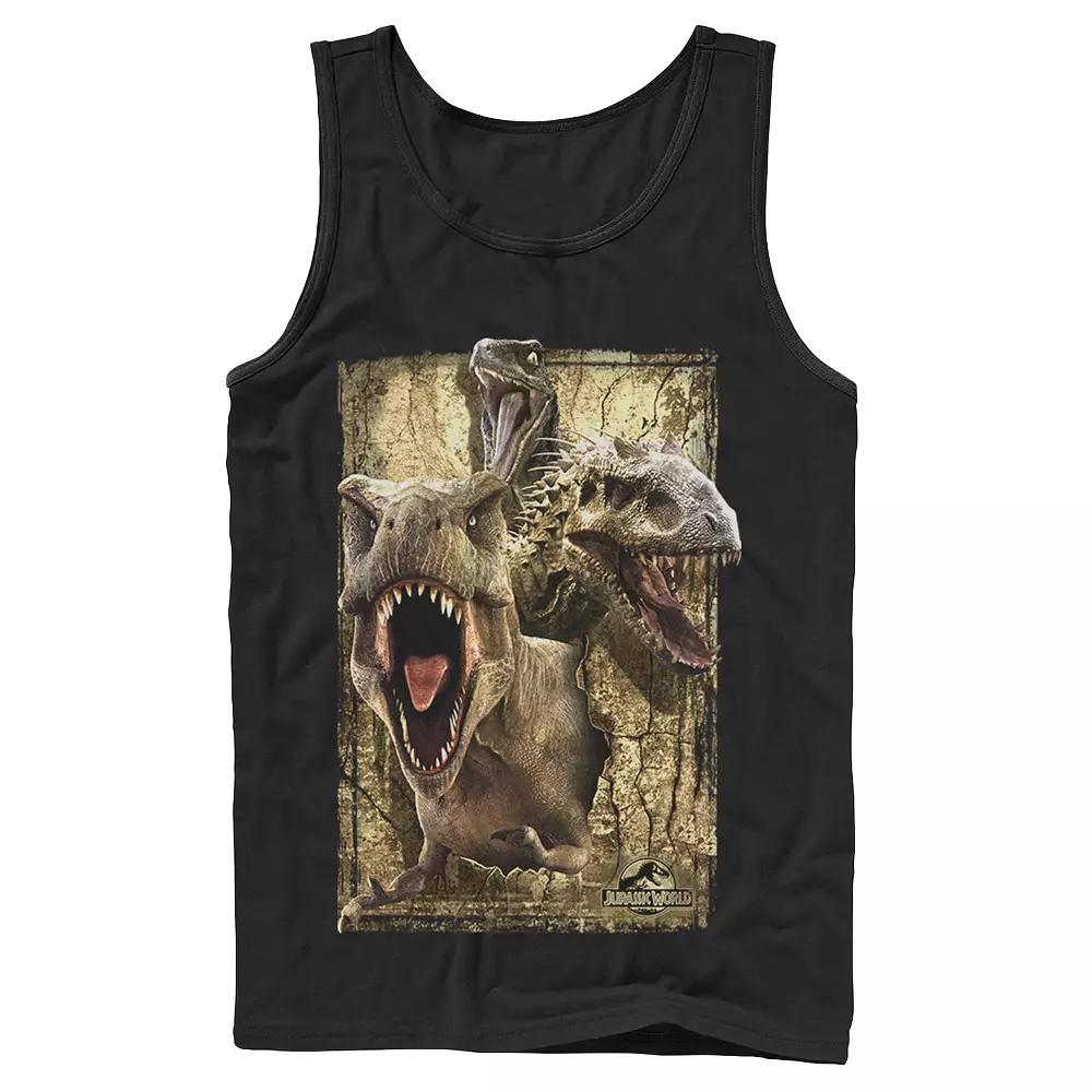 Men's Jurassic World T-Rex Indominus Rex & Raptor Tank Top,  Product Image