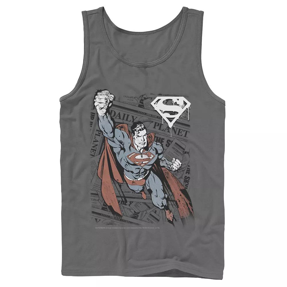 Men's DC Comics Superman Daily Planet Background Poster Tank Top,  Product Image