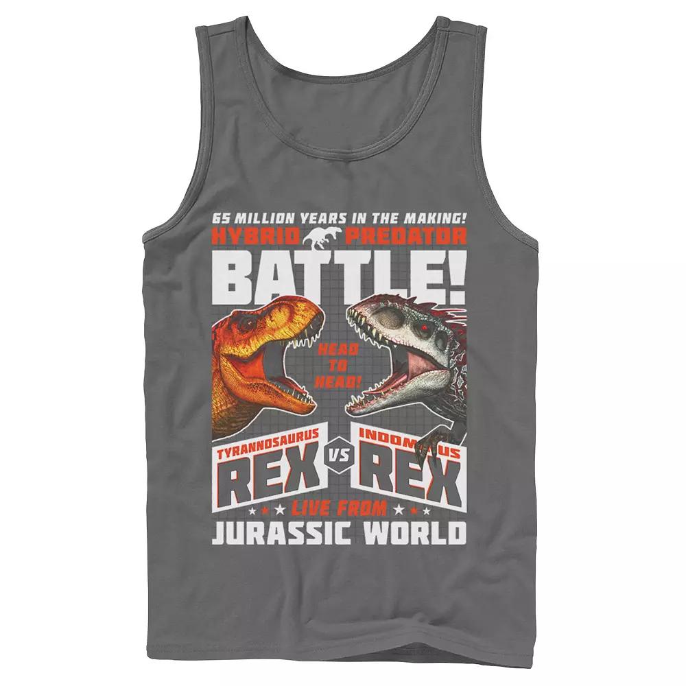 Men's Jurassic World T-Rex VS I-Rex Battle Poster Graphic Tank Top,  Product Image