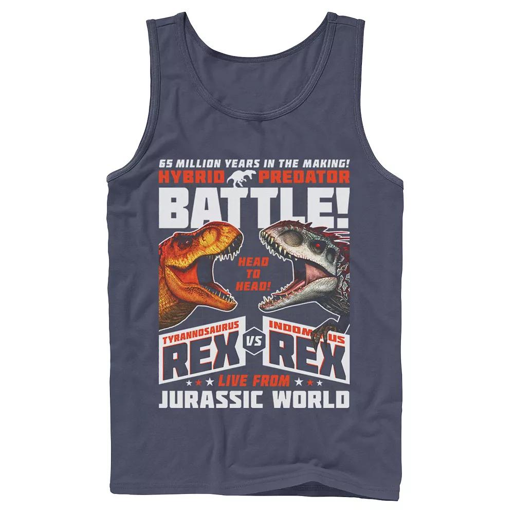 Men's Jurassic World T-Rex VS I-Rex Battle Poster Graphic Tank Top,  Product Image