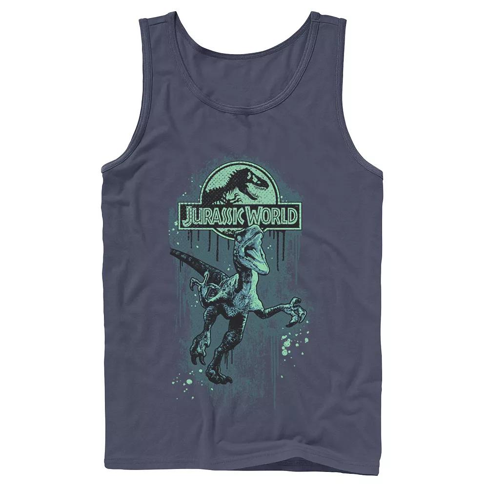 Men's Jurassic Park Tropical Tree Fill Fossil Logo Tank Top,  Product Image