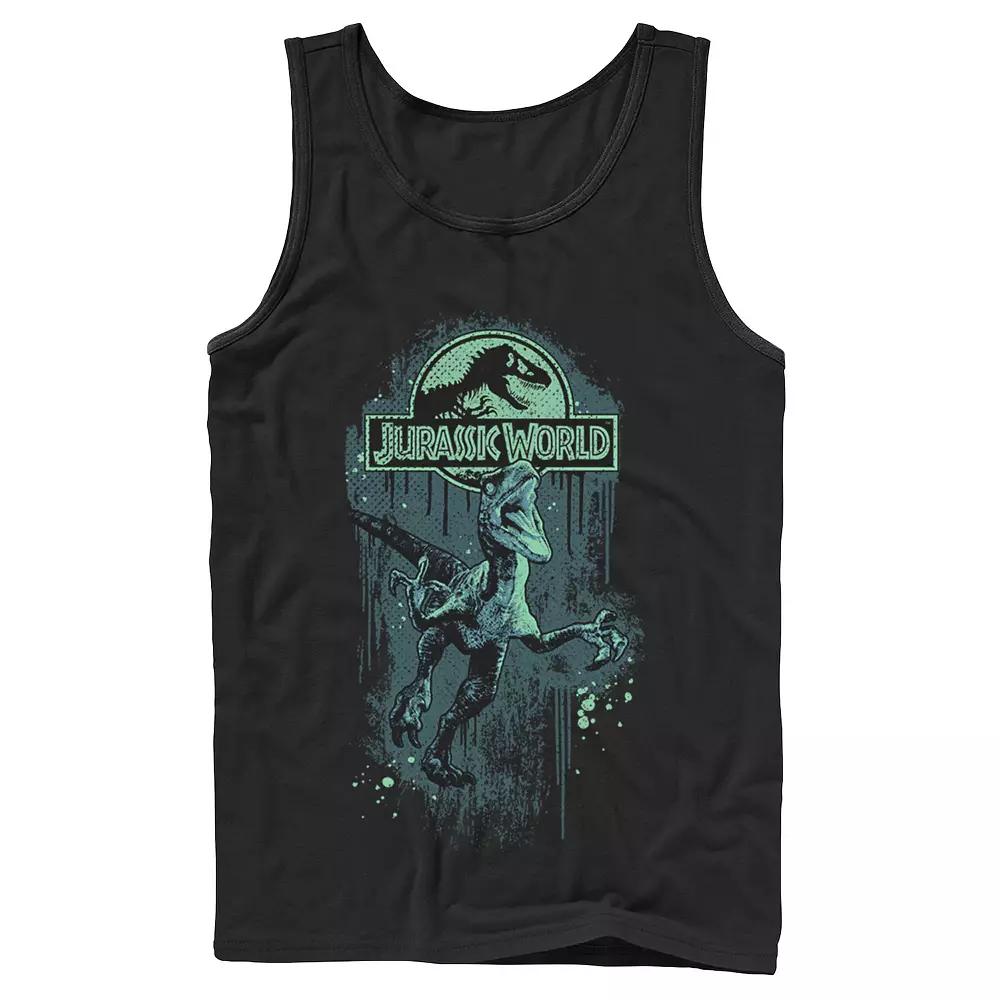 Men's Jurassic World Raptor Paint Splatter Title Logo Graphic Tank Top,  Product Image