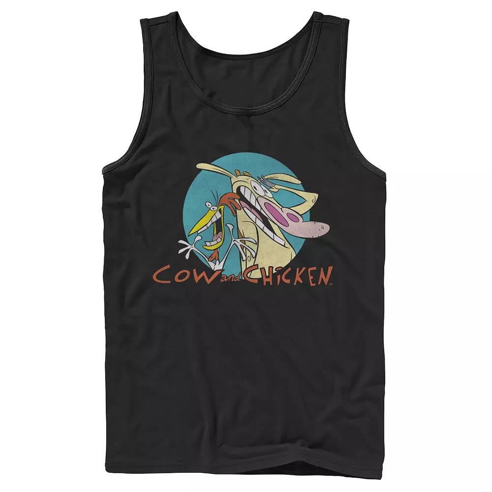 Men's Cartoon Network Cow & Chicken Logo Badge Tank Top, Size: XL, Black Product Image