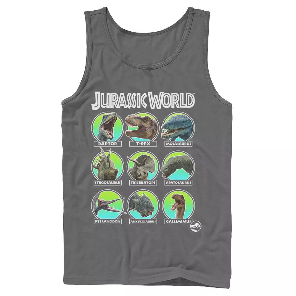 Men's Jurassic World Two Dino Heads Chart Tank Top,  Product Image