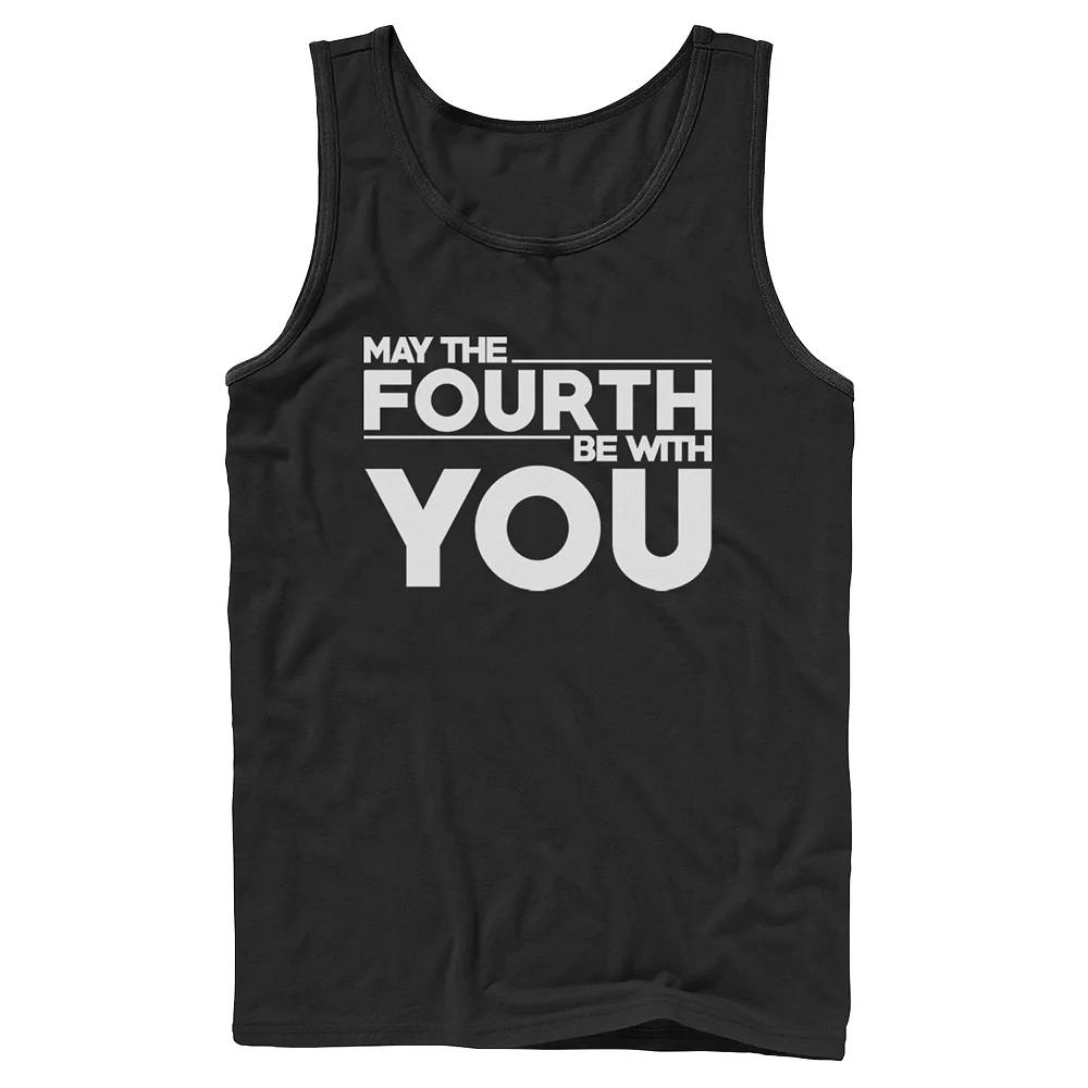 Men's Star Wars May The Fourth Be With You Simple Text Tank Top, Size: XL, Black Product Image
