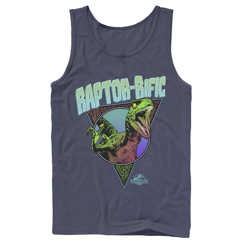 Men's Jurassic World 80's Retro Raptor-rific Dino Graphic Tank Top,  Product Image
