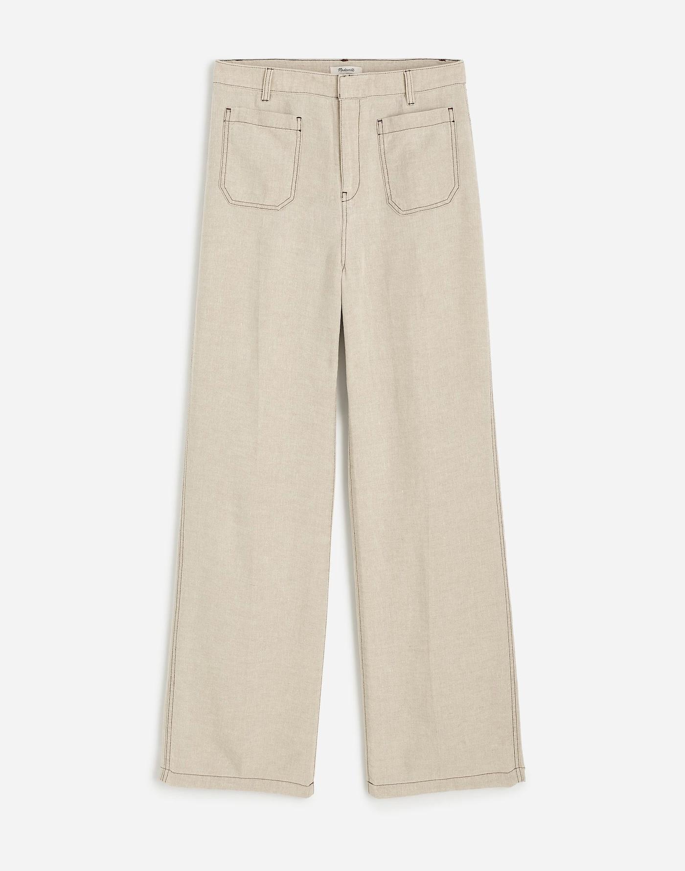 Patch Pocket Flare Pant in 100% Linen Product Image
