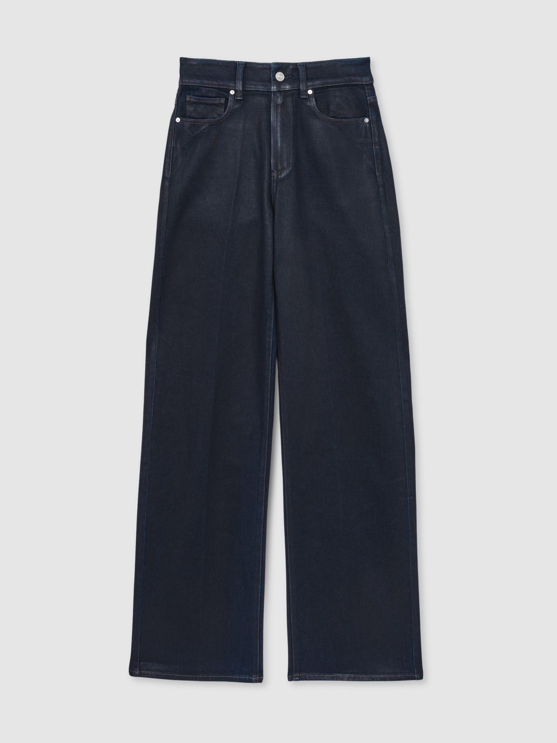 Paige Wide-Leg Coated Jeans in Glazed Indigo Product Image