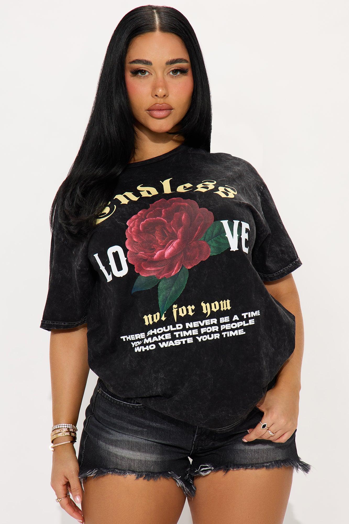 Endless Love Washed Oversized Tee - Black Product Image