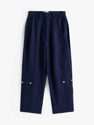 Silk and Linen Gold Button Cargo Pant Product Image