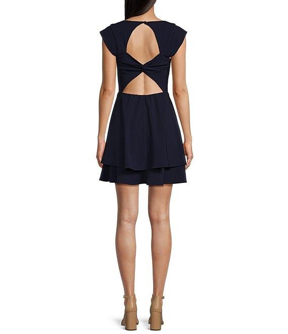 Next Up Cap Sleeve Sweetheart Neck Double Tier Skirt Dress Product Image