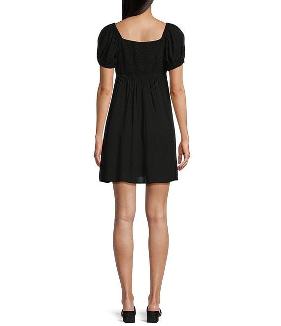 Angie Scoop Neck Short Sleeve Tie Front Empire Waist Dress Product Image