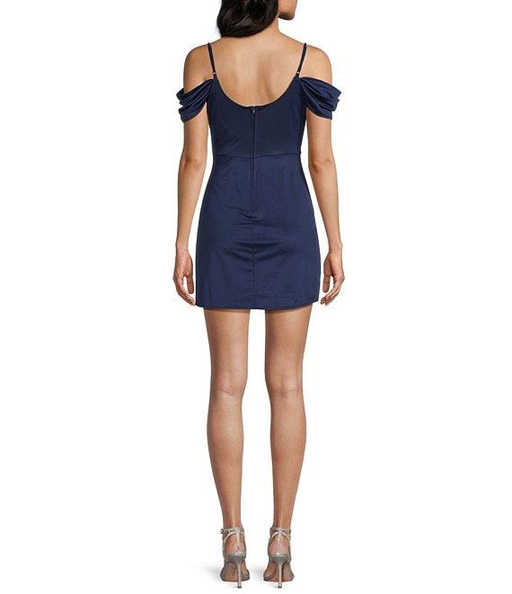 B. Darlin Off The Shoulder Cowl Neck Front Slit Dress Product Image