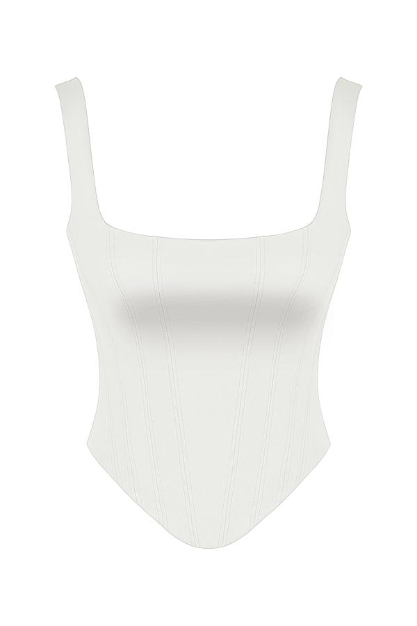 Rafa  ivory satin longline corset Product Image