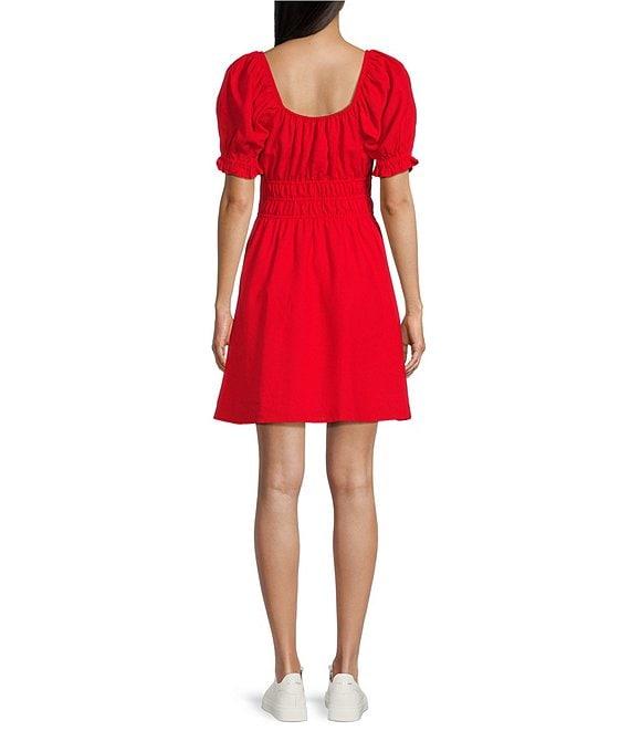 Copper Key Short Puff Sleeve Triple Elastic Waist Dress Product Image