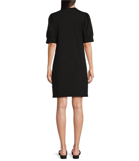 NIC + ZOE Henley Split V-Neck Elbow Puff Sleeve Dress Product Image