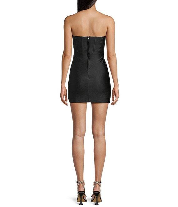 City Vibe Strapless Corset Bodice Shirred Dress Product Image