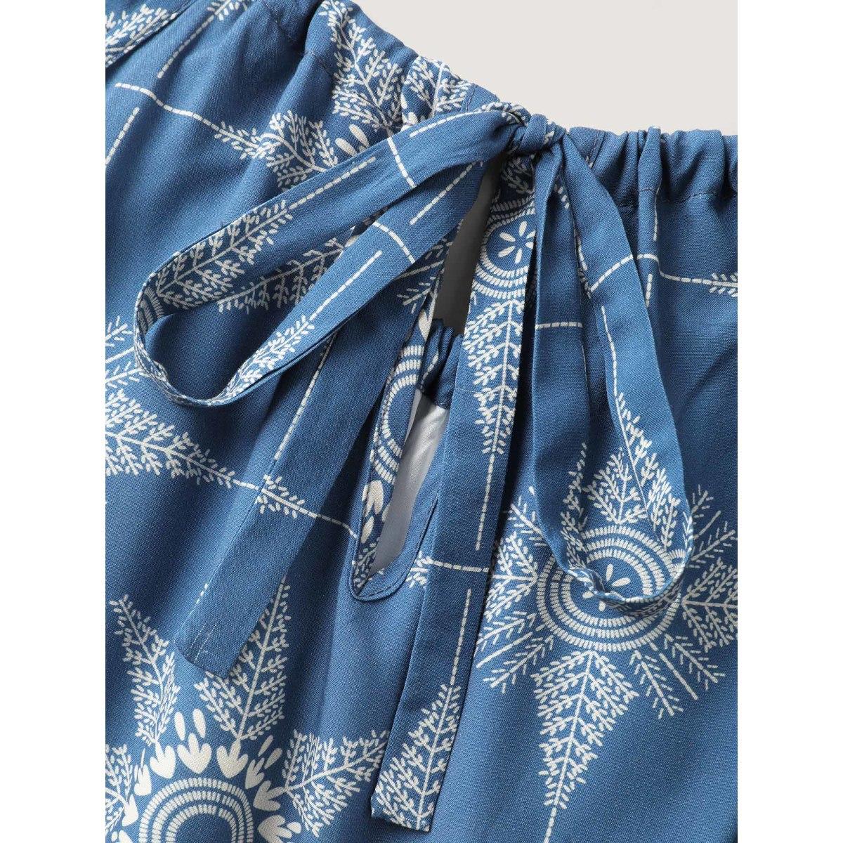 Plus Size Starry Print Sleeveless Pockets Midi Dress Mediumblue Women Boho Round Neck Sleeveless Curvy BloomChic 22-24/3X Product Image