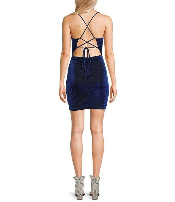 Honey and Rosie Cowl Neck Pleated Criss Cross Tie Back Dress Product Image