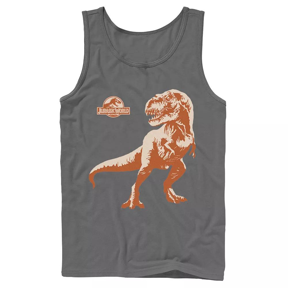 Men's Jurassic Park Orange Hue T-Rex Portrait Logo Tank Top,  Product Image