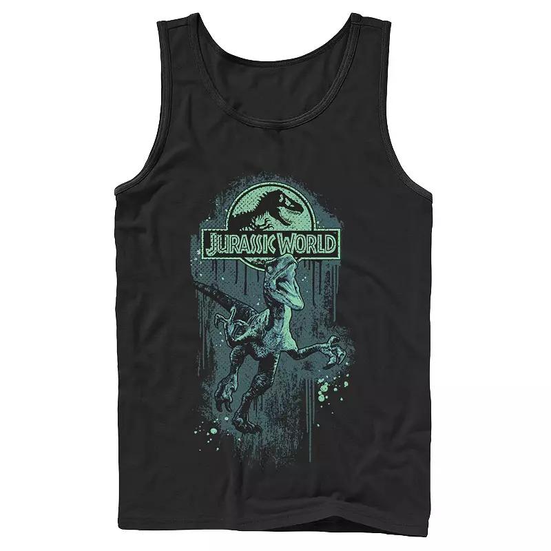 Men's Jurassic World Raptor Paint Splatter Title Logo Graphic Tank Top,  Product Image