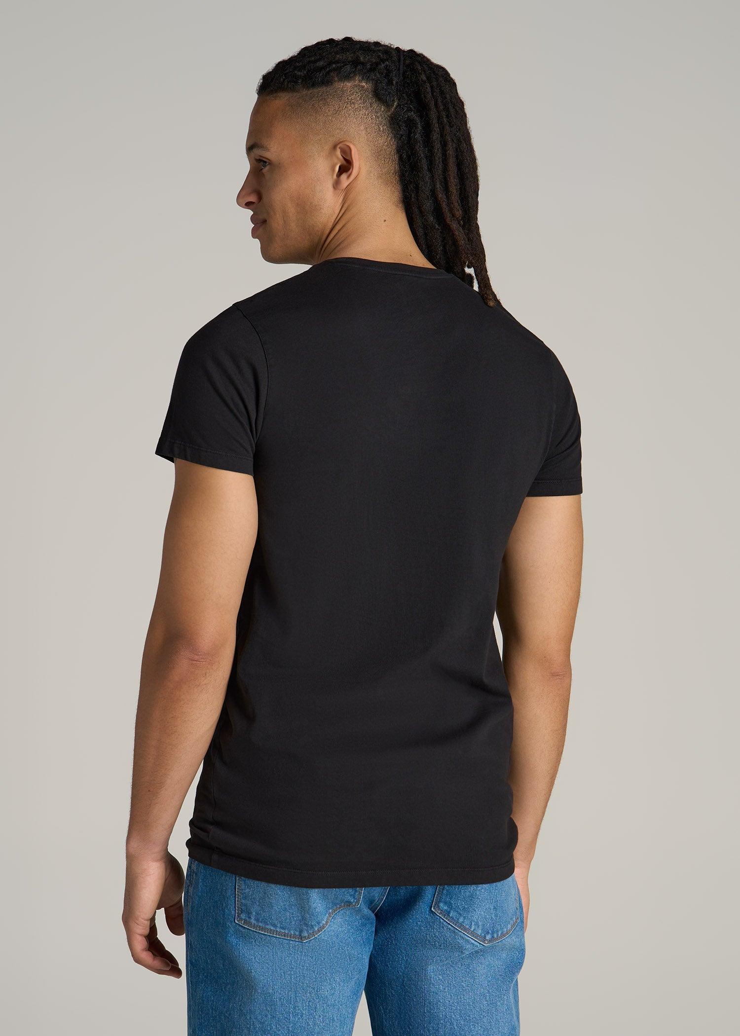 Modern Fit Garment Dyed Cotton T-Shirt for Tall Men in Black Male Product Image