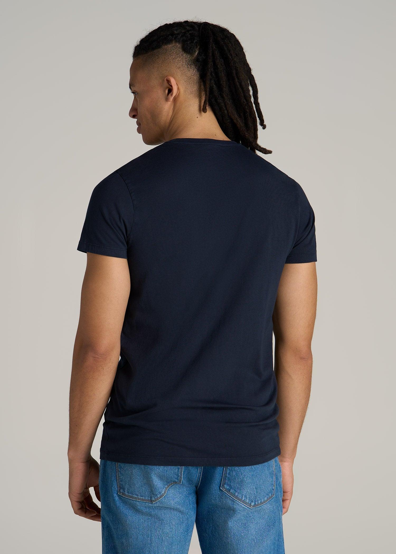 Modern Fit Garment Dyed Cotton T-Shirt for Tall Men in Evening Blue Male Product Image