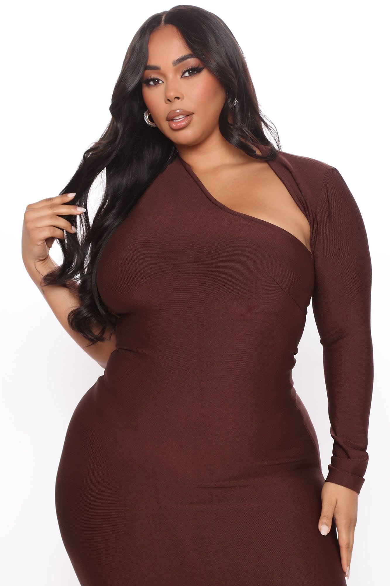 My Love Bandage Midi Dress - Brown Product Image