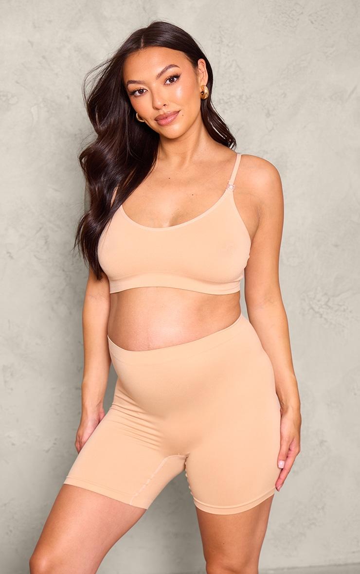 Maternity Nude Seamless Over The Bump Shorts Product Image