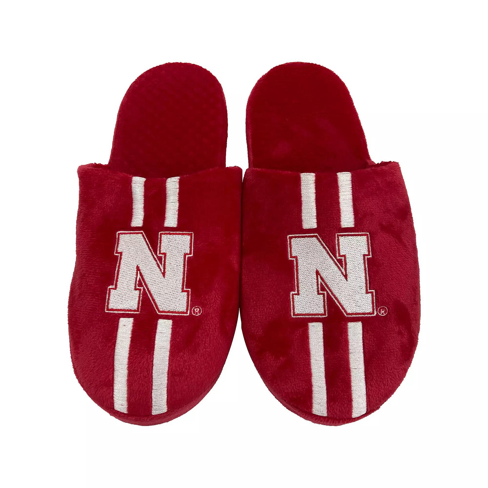 Men's FOCO Nebraska Huskers Striped Team Slippers,  Product Image