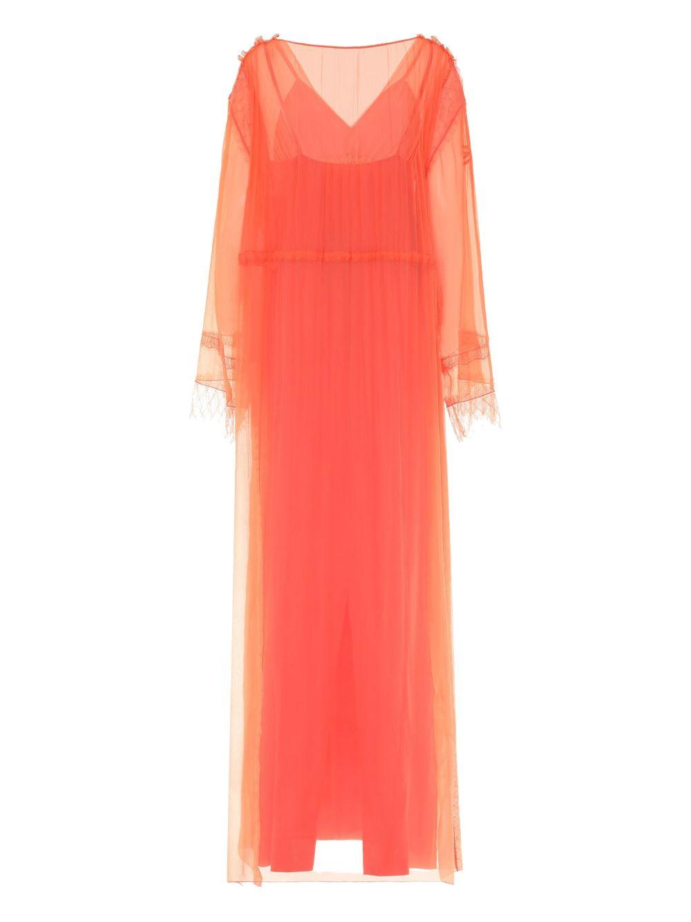 lace-trimmed V-neck maxi dress Product Image