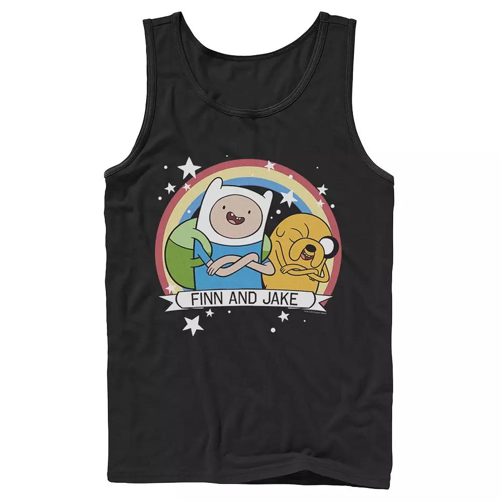 Men's Cartoon Network Adventure Time Finn & Jake Rainbow Banner Tank Top,  Product Image