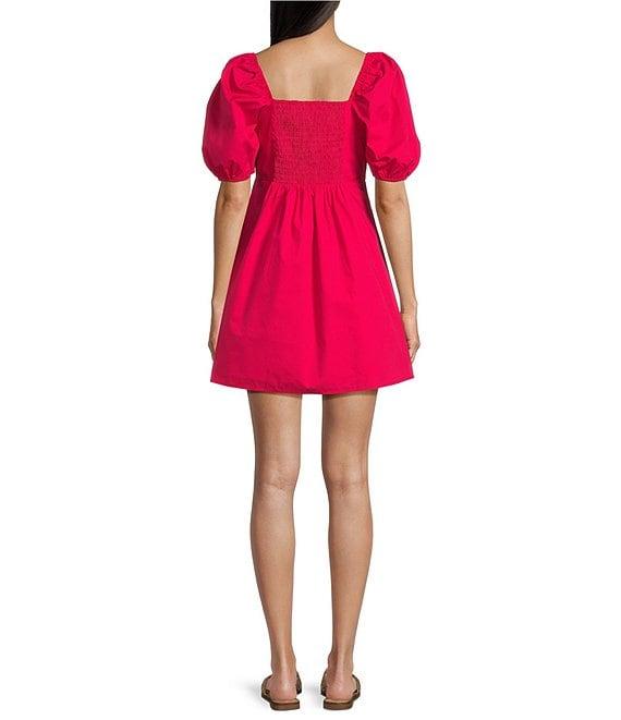 Copper Key Square Neck Puff Sleeve Dress Product Image