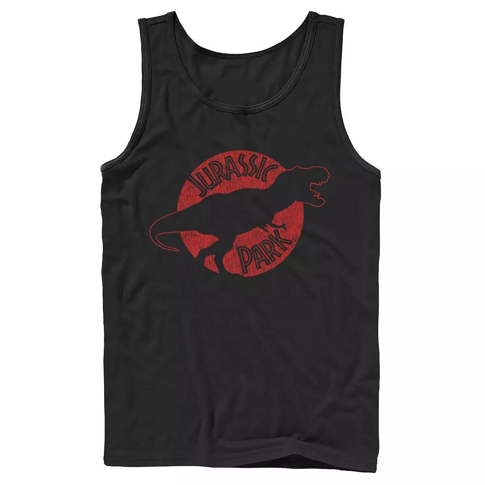 Men's Jurassic Park T-Rex Red Outline Distressed Tank Top,  Product Image