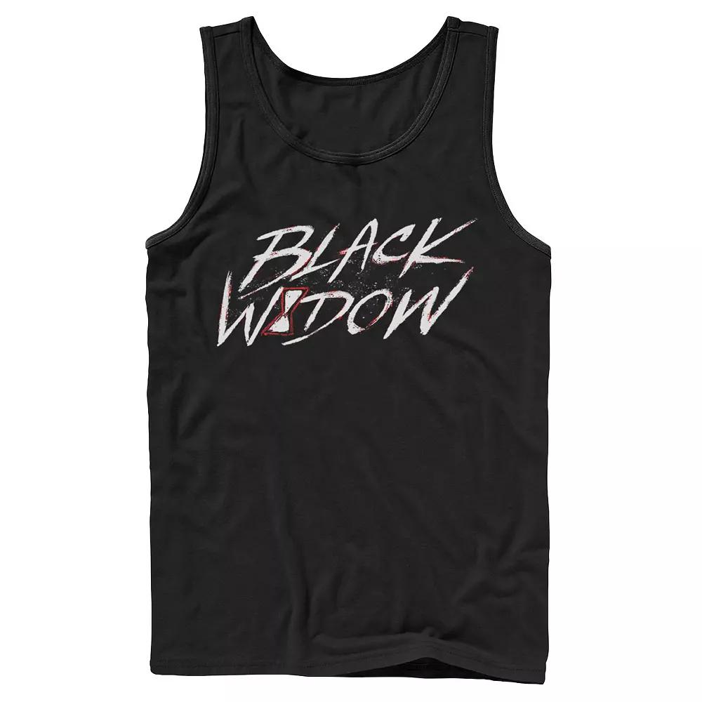 Men's Marvel Black Widow Paint Splatter Text Tank Top,  Product Image